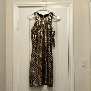 Lulu’s gold sequined body-con dress
